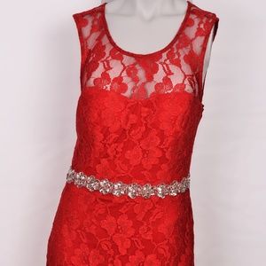 City Studio Red Lace Sleeveless Dress (13)